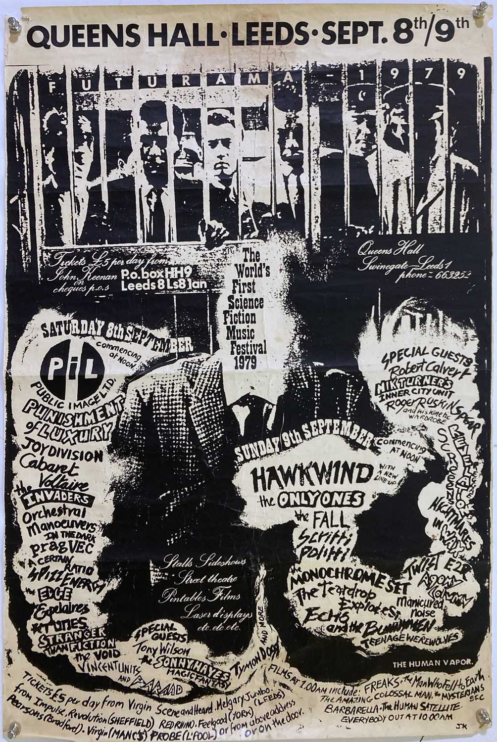 Original 1979 poster for Futurama 1 at Queen's Hall, Leeds, billed as the World's First Science Fiction Music Festival
