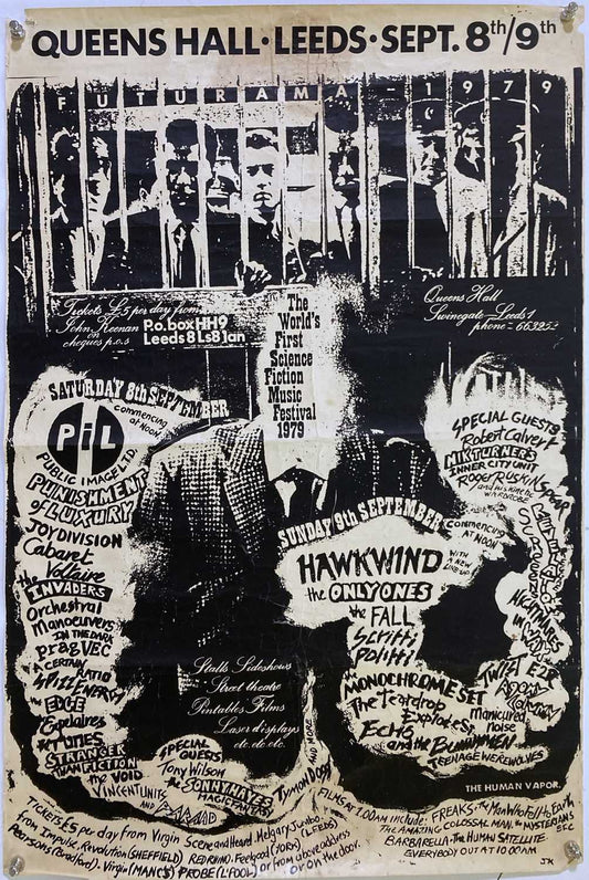 Original 1979 poster for Futurama 1 at Queen's Hall, Leeds, billed as the World's First Science Fiction Music Festival