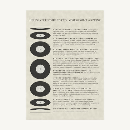 Record Manifesto Print – “Here’s How Records Give You More Of What You Want”