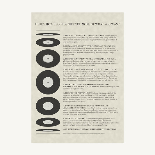 Record Manifesto Print – “Here’s How Records Give You More Of What You Want”