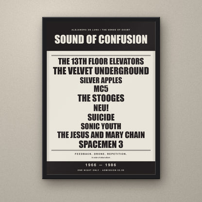 Sound of Confusion 1966–1986 signed A3 gig poster print in a black Nielsen aluminium frame